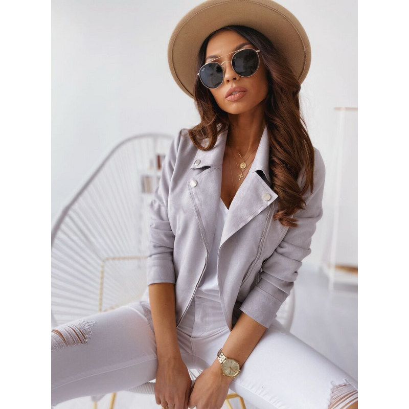 Bikerjack - stijlvolle dames faux suede jas