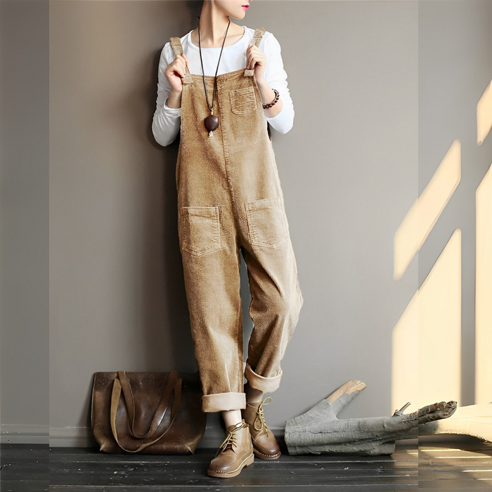 Dames corduroy dungarees - trendy vintage overalls voor ontspannen elke dag