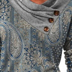 Dames grijze gebreide pullover - elegante top voor vrouwen met opgevouwen kraag