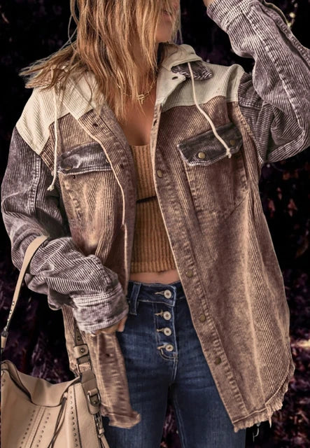 Corduroy jas - stijlvolle retro damesouterwear