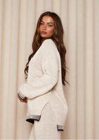 2-delige Dames lounge set - gebreide trui en wijde broek - Bakkermode.nl