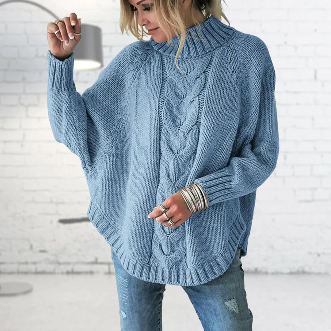 Dames oversized chunky knit trui - hoge hals cozy trui voor een casual look