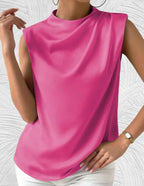 Mouwloze top - verfijnde gedrapeerde damesblouse