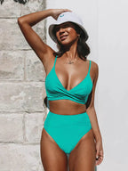 2-delige hoge taille bikini set - bloemenprint dames badmode