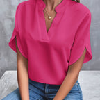 Dames casual blouse - lichtgewicht relaxte fit top - elegante korte mouwen voor dagelijks gebruik