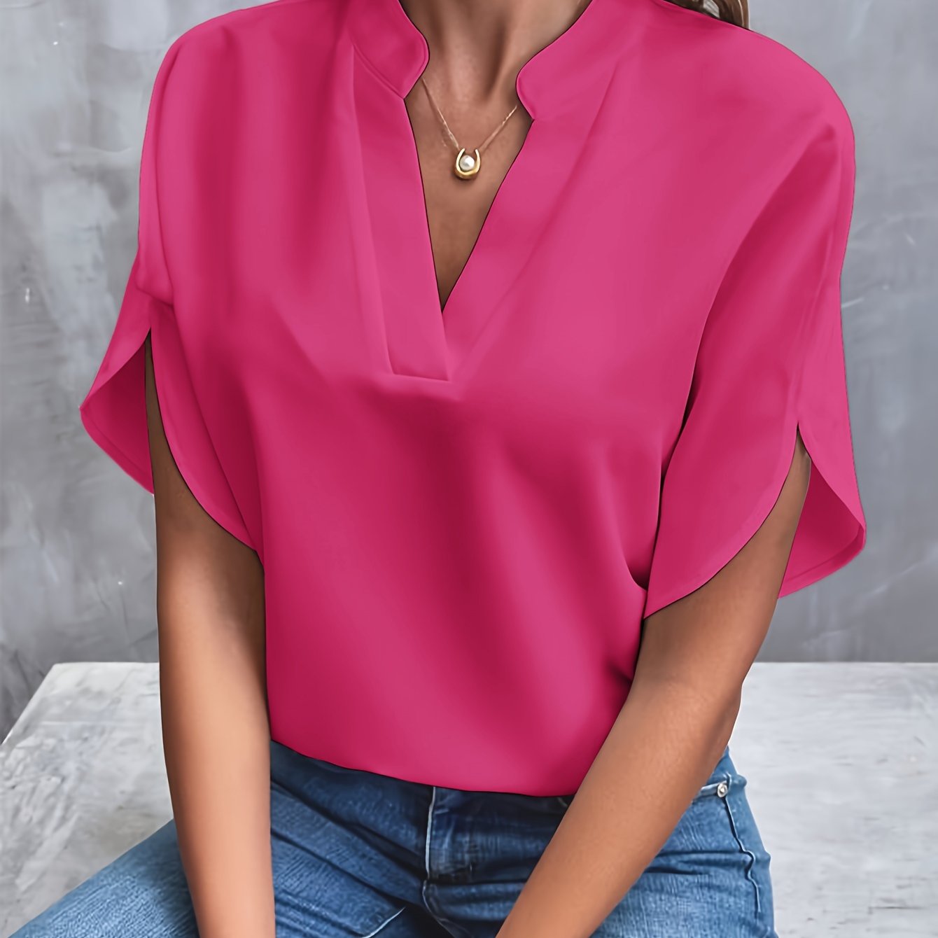 Dames casual blouse - lichtgewicht relaxte fit top - elegante korte mouwen voor dagelijks gebruik