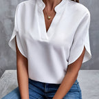 Dames casual blouse - lichtgewicht relaxte fit top - elegante korte mouwen voor dagelijks gebruik