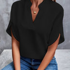 Dames casual blouse - lichtgewicht relaxte fit top - elegante korte mouwen voor dagelijks gebruik