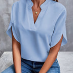 Dames casual blouse - lichtgewicht relaxte fit top - elegante korte mouwen voor dagelijks gebruik