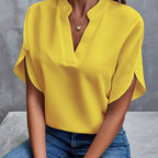Dames casual blouse - lichtgewicht relaxte fit top - elegante korte mouwen voor dagelijks gebruik