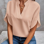 Dames casual blouse - lichtgewicht relaxte fit top - elegante korte mouwen voor dagelijks gebruik