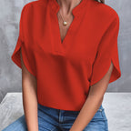 Dames casual blouse - lichtgewicht relaxte fit top - elegante korte mouwen voor dagelijks gebruik