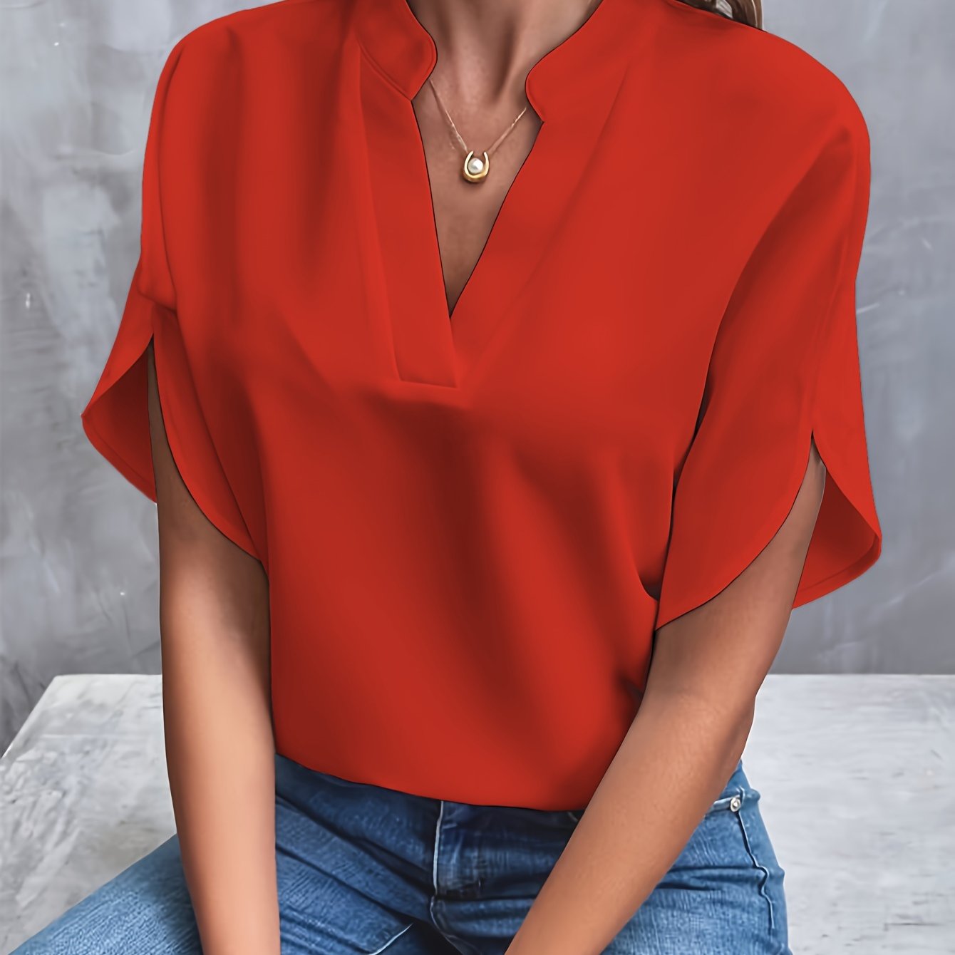 Dames casual blouse - lichtgewicht relaxte fit top - elegante korte mouwen voor dagelijks gebruik