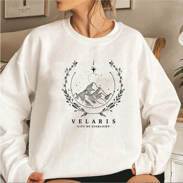 Velaris sweatshirt - dames pullover met grafisch bergontwerp - Bakkermode.nl