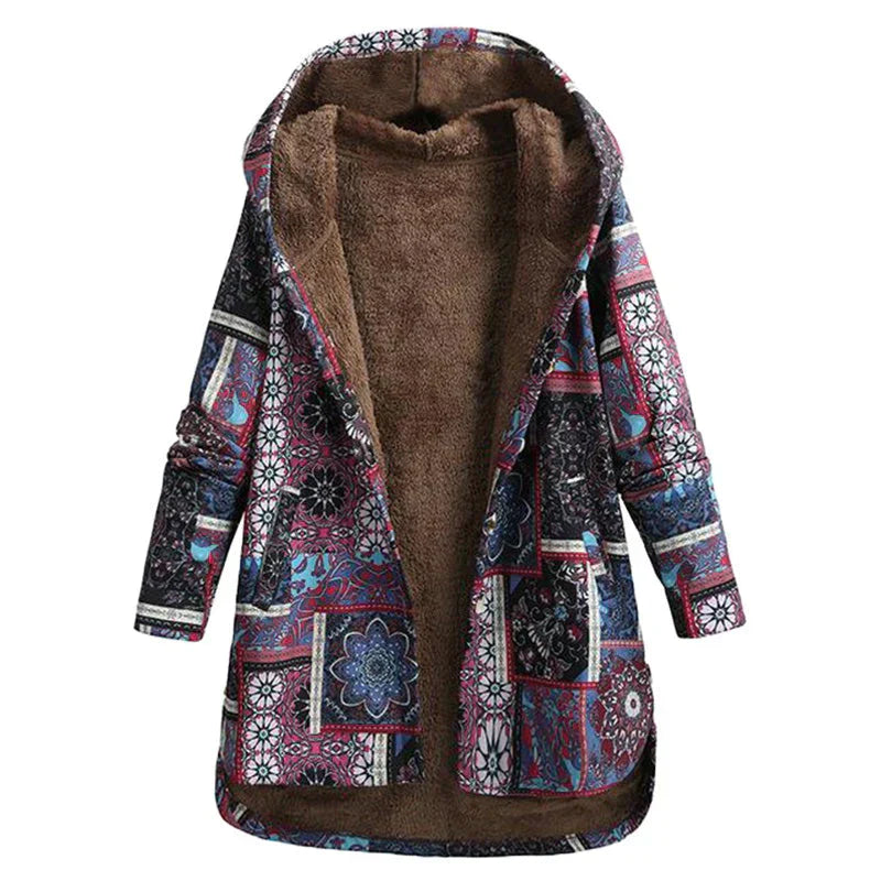Dames gebreide winterjas - chique warme hoodie jacket