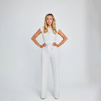 Elegante jumpsuit - stijlvolle dames zonder mouwen met tailleband