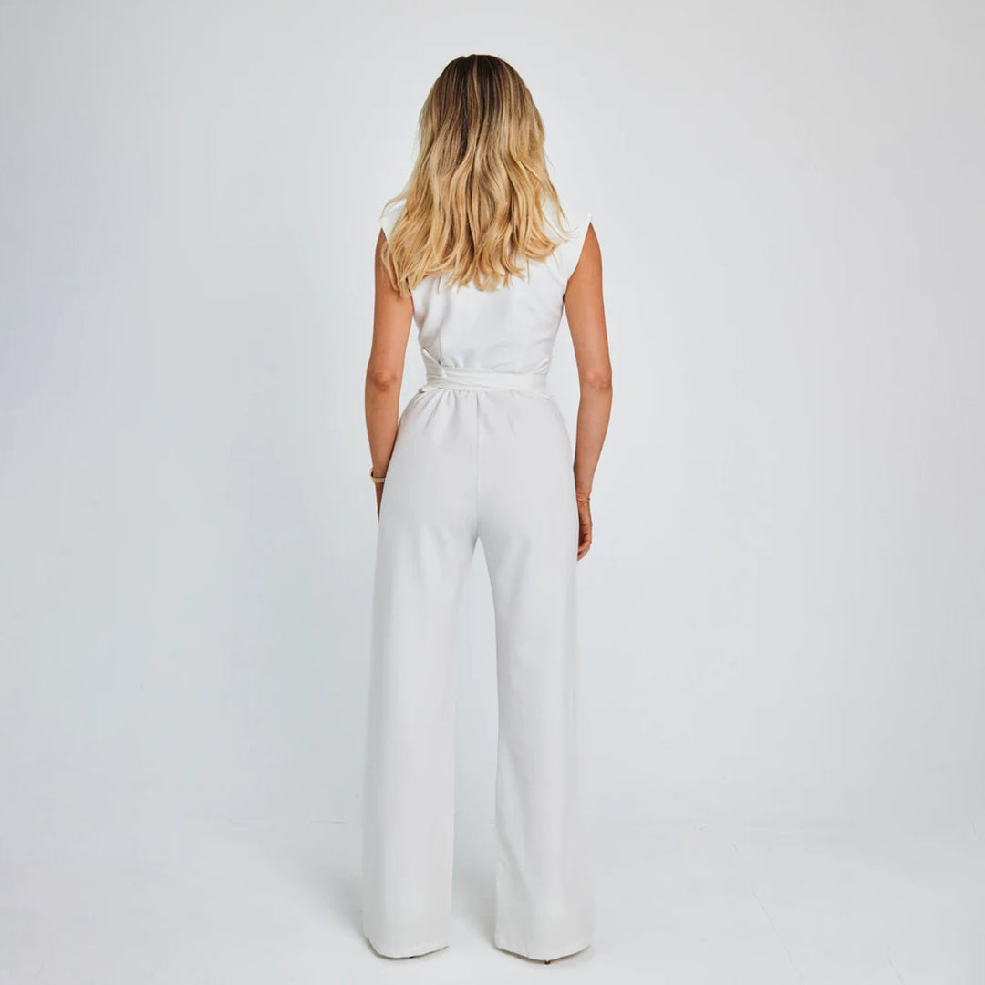 Dames jumpsuit: sleek mouwloos met wijde pijpen - elegante avondmode voor elke gelegenheid