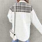 Dames denim shirtjack - stijlvol oversized jack met plaiddetails - Bakkermode.nl