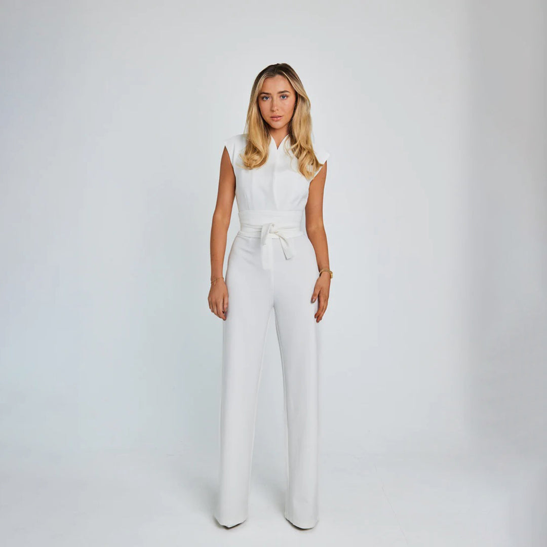 Elegante jumpsuit - stijlvolle dames zonder mouwen met tailleband