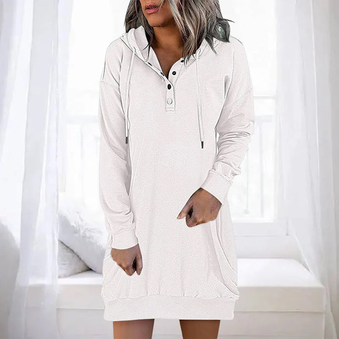 Hooded casual dress - stijlvolle vrouwen hoodie jurk