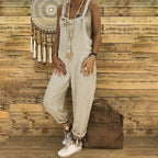 Dames casual jumpsuit - stijlvolle linnen dungaree voor dagelijkse ontspanning