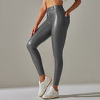 Hoge taille leren leggings - trendy dames fitted stretchbroeken
