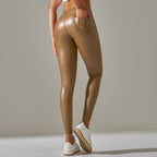 Hoge taille leren leggings - trendy dames fitted stretchbroeken