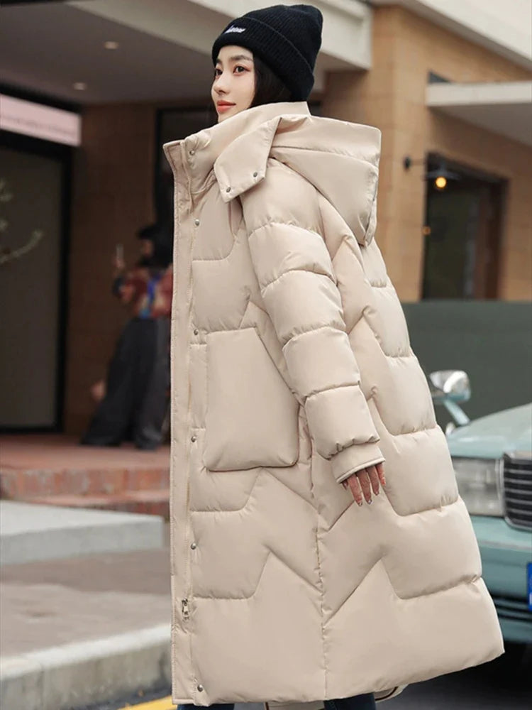 Casual lange winterjas voor dames - dikke, warme gewatteerde jas - Bakkermode.nl