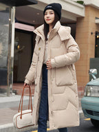 Casual lange winterjas voor dames - dikke, warme gewatteerde jas - Bakkermode.nl