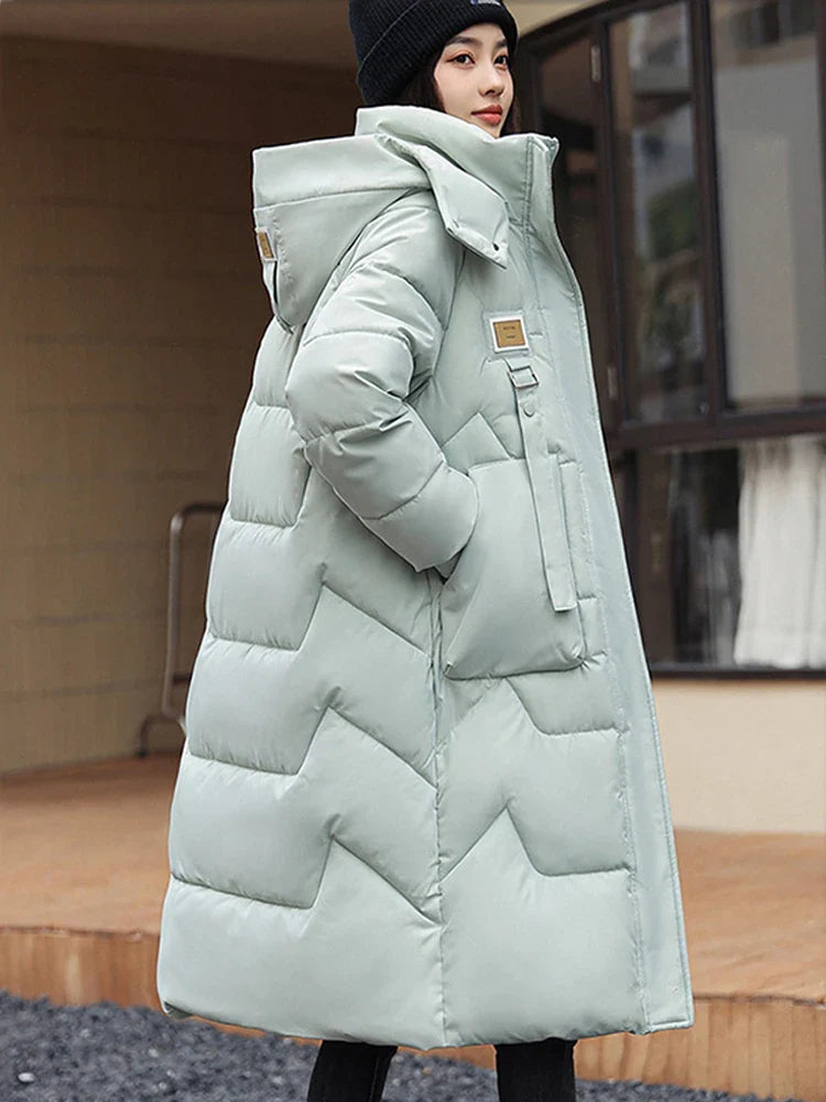 Casual lange winterjas voor dames - dikke, warme gewatteerde jas - Bakkermode.nl