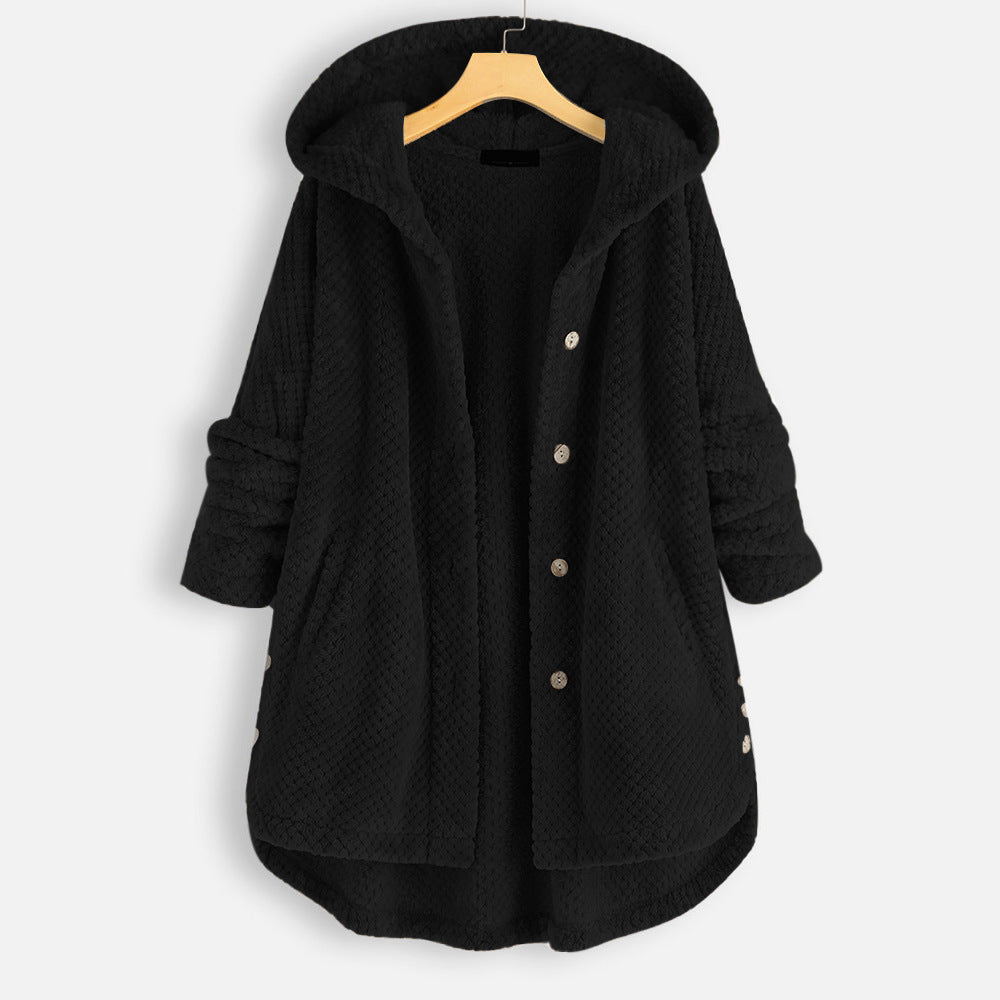 Fleece hooded cardigan - knusse dames winterjas - Bakkermode.nl