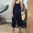 Dames relaxte fit bib overalls - gezellige mouwloze jumpsuit voor dagelijks casual dragen