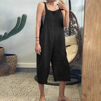 Dames relaxte fit bib overalls - gezellige mouwloze jumpsuit voor dagelijks casual dragen