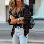 Pailletten bomberjack - stijlvolle damesjas met ritssluiting - Bakkermode.nl