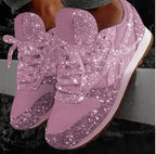Dames hardloopschoenen - trendy glittersneakers met sterrenprint voor casual gebruik