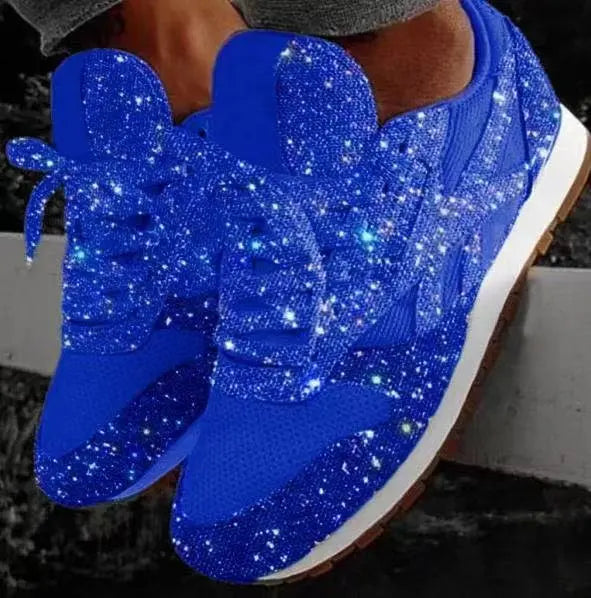 Dames hardloopschoenen - trendy glittersneakers met sterrenprint voor casual gebruik