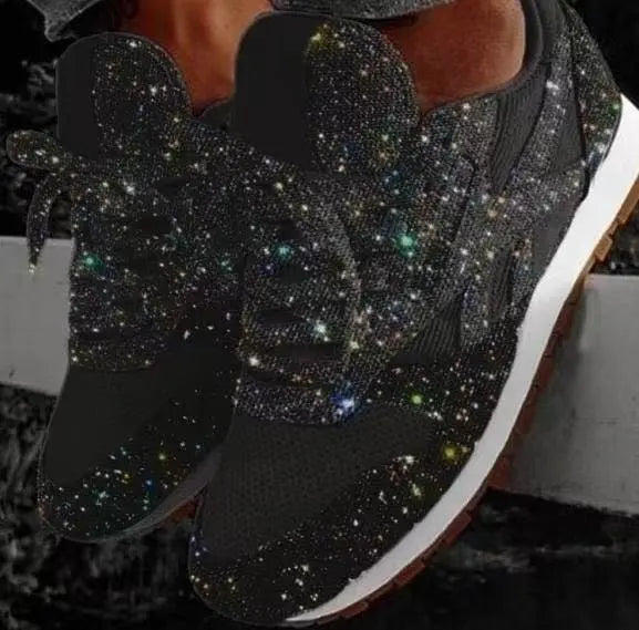 Dames hardloopschoenen - trendy glittersneakers met sterrenprint voor casual gebruik