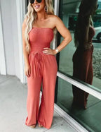 Dames jumpsuit met relaxte pasvorm - strapless casual outfit voor elke dag - zachte stof, chic en veelzijdig