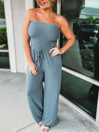 Dames jumpsuit met relaxte pasvorm - strapless casual outfit voor elke dag - zachte stof, chic en veelzijdig