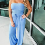 Dames jumpsuit met relaxte pasvorm - strapless casual outfit voor elke dag - zachte stof, chic en veelzijdig