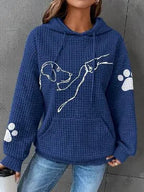 Dames casual hoodie - sweatshirt met hondenprint voor relaxte uitjes