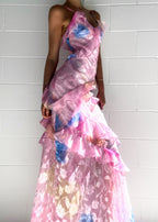 Casual maxi jurk voor vrouwen met elegante rimpelingen in roze fairy - zomerkleding voor speciale gelegenheden