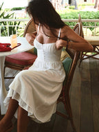 Dames casual midi-jurk met elegante cami en geschulpt zoom - voor zomerse uitjes en bijeenkomsten