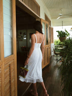 Dames casual midi-jurk met elegante cami en geschulpt zoom - voor zomerse uitjes en bijeenkomsten