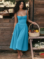 Dames casual midi-jurk met flatterende fit-and-flare stijl - veelzijdige midi-jurk voor speciale gelegenheden