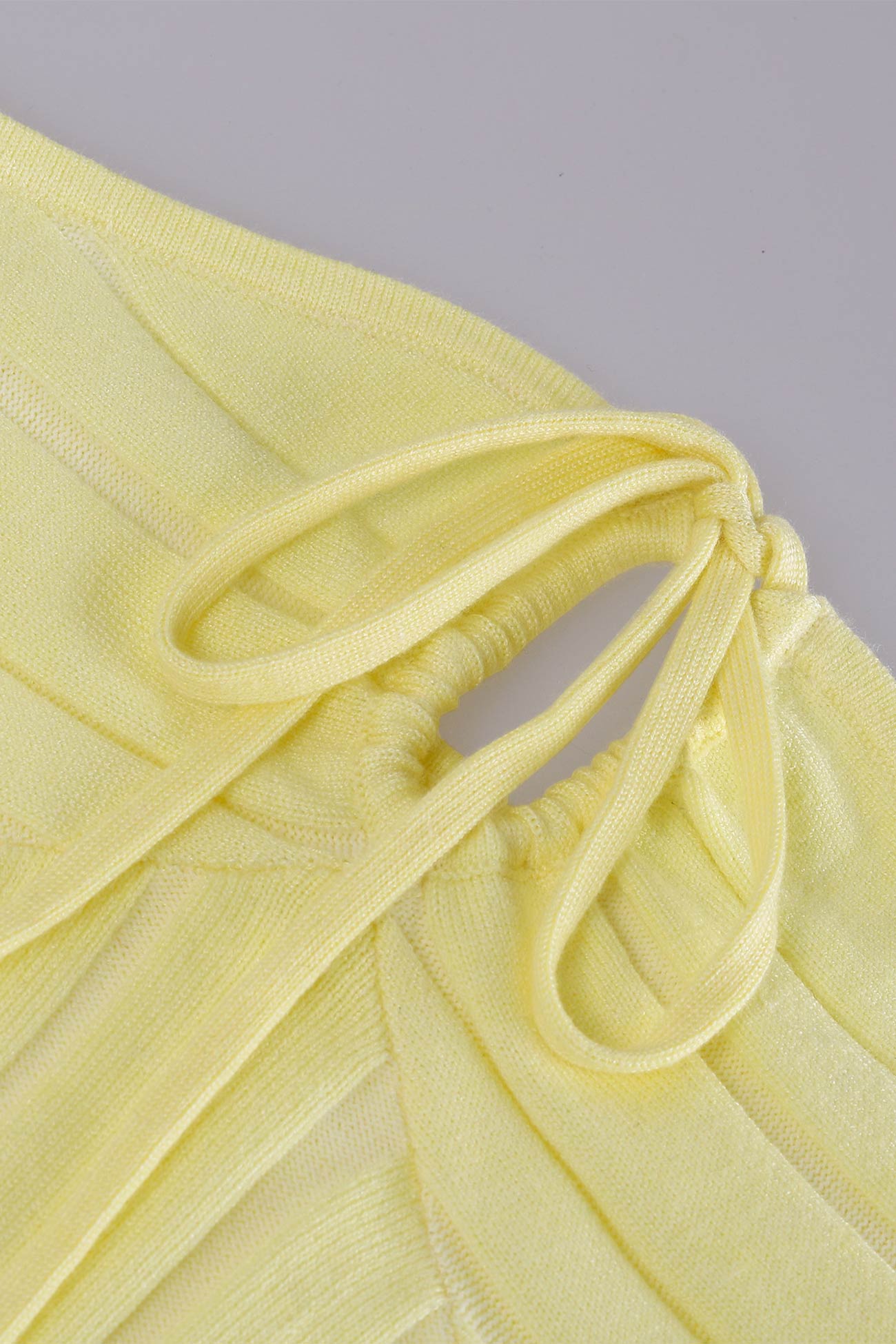 Dames casual midi-jurk strapless met lace-up ontwerp in geel - voor tuinfeesten in de zomer