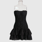 Dames casual mini jurk met smocked strapless ontwerp - vloeiende ruffles voor de zomer