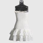 Dames casual mini jurk met smocked strapless ontwerp - vloeiende ruffles voor de zomer