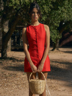 Dames casual mini jurk - stijlvolle mouwloze knoopsluiting voor ontspannen uitjes