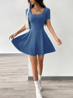 Dames casual korte skaterjurk - zachte stretchstof voor een chique dagelijks uiterlijk